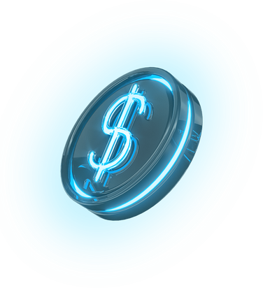 Neon coin with money symbol 3d render